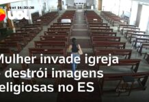 Veja Vídeo – Mulher invade igreja e destrói imagens religiosas no ES