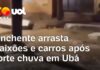 Veja Vídeo – Enchente arrasta caixões e carros após forte chuva em Minas Gerais; veja