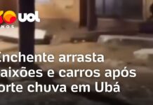 Veja Vídeo – Enchente arrasta caixões e carros após forte chuva em Minas Gerais; veja