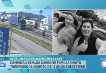 Veja Vídeo – Caminhão esmaga carro de família e mata três pessoas; veja