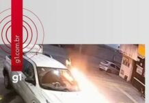 Veja Vídeo – Homem é detido após atear fogo em um posto de combustível em Santa Catarina; veja vídeo