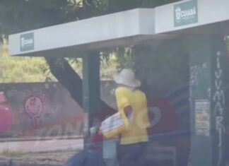 Vídeo: Homem é flagrado colando propaganda irregular no Centro de Cuiabá