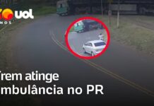 Veja Vídeo – Ambulância é arrastada por trem e 4 pessoas ficam feridas no Paraná; veja vídeo
