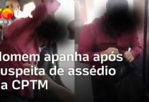 Veja Vídeo – Homem apanha e é preso após suspeita de assédio contra mulher em trem da CPTM em SP