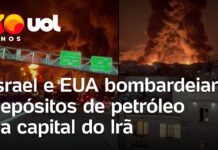 Veja Vídeos – mostram explosão e rio de fogo em bombardeio a depósitos de petróleo no Irã