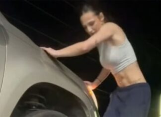 Veja Vídeo – Mulher viraliza ao tentar trocar pneu de carro sozinha; veja desfecho