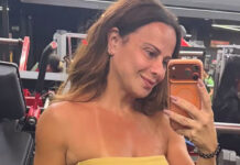 Viviane Araújo acorda cedo para treino e exibe shape definido na academia: ‘Fitness’