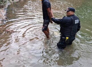 Homem se joga em córrego para tentar fugir da prisão em Cuiabá