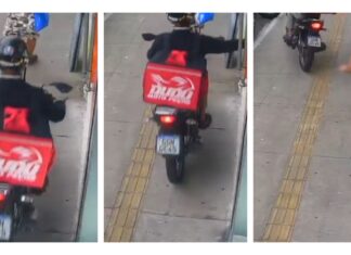 Veja Vídeo – Falso entregador em moto sobe em calçada e furta celular de mulher em segundos; veja