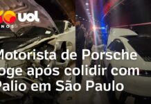 Veja Vídeo – Motorista de Porsche foge após colidir com Palio no Túnel Ayrton Senna, em São Paulo