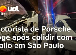 Veja Vídeo – Motorista de Porsche foge após colidir com Palio no Túnel Ayrton Senna, em São Paulo