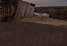 Veja Vídeo: Tombamento de carreta escancara perigo na MT-140