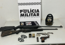 Força Tática apreende armas, munições e 104 porções de drogas em Tangará da Serra