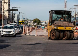 Obras do BRT provocam bloqueios em viaduto e em quatro cruzamentos de Cuiabá neste fim de semana