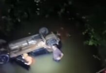 Veja Vídeo: Casal morre afogado após carro cair de ponte em Alta Floresta