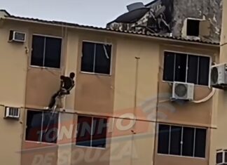 Veja Vídeo: Trabalhador é flagrado sem equipamentos de segurança em prédio de Várzea Grande