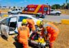 Veículo colide contra rotatória e deixa uma pessoa ferida em Lucas do Rio Verde