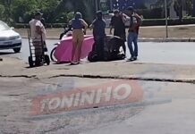 Veja Vídeo – Mulher sofre acidente de moto na rodovia do Moinho em Cuiabá