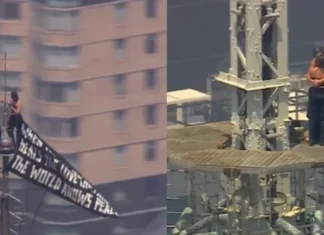 Veja Vídeo – Casal escala 443 metros e faz protesto no alto do Empire State, em Nova York; veja