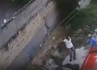 Veja Vídeo – Homem salva esposa segundos antes de muro desabar durante terremoto na Venezuela; veja