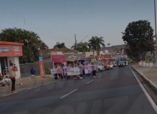 Veja Vídeo – PM participa de caminhada contra a violência doméstica em Alto Araguaia