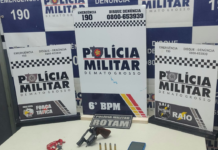 Homem é preso com revólver carregado após perseguição policial em Cáceres