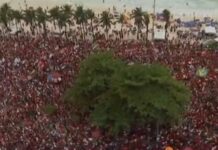 Veja Vídeo – Apoiadores de Lula realizam manifestação em Copacabana no Rio de Janeiro nesta segunda (12)