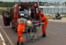 Motociclista fica ferido após queda na Avenida Planalto em Água Boa