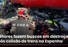Veja Vídeo – Militares fazem buscas em destroços após colisão de trens na Espanha; assista ao vídeo