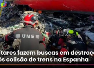 Veja Vídeo – Militares fazem buscas em destroços após colisão de trens na Espanha; assista ao vídeo