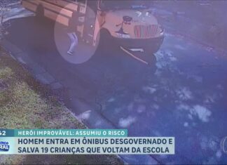 Veja Vídeo – Homem impede acidente com ônibus escolar e salva 19 crianças nos EUA